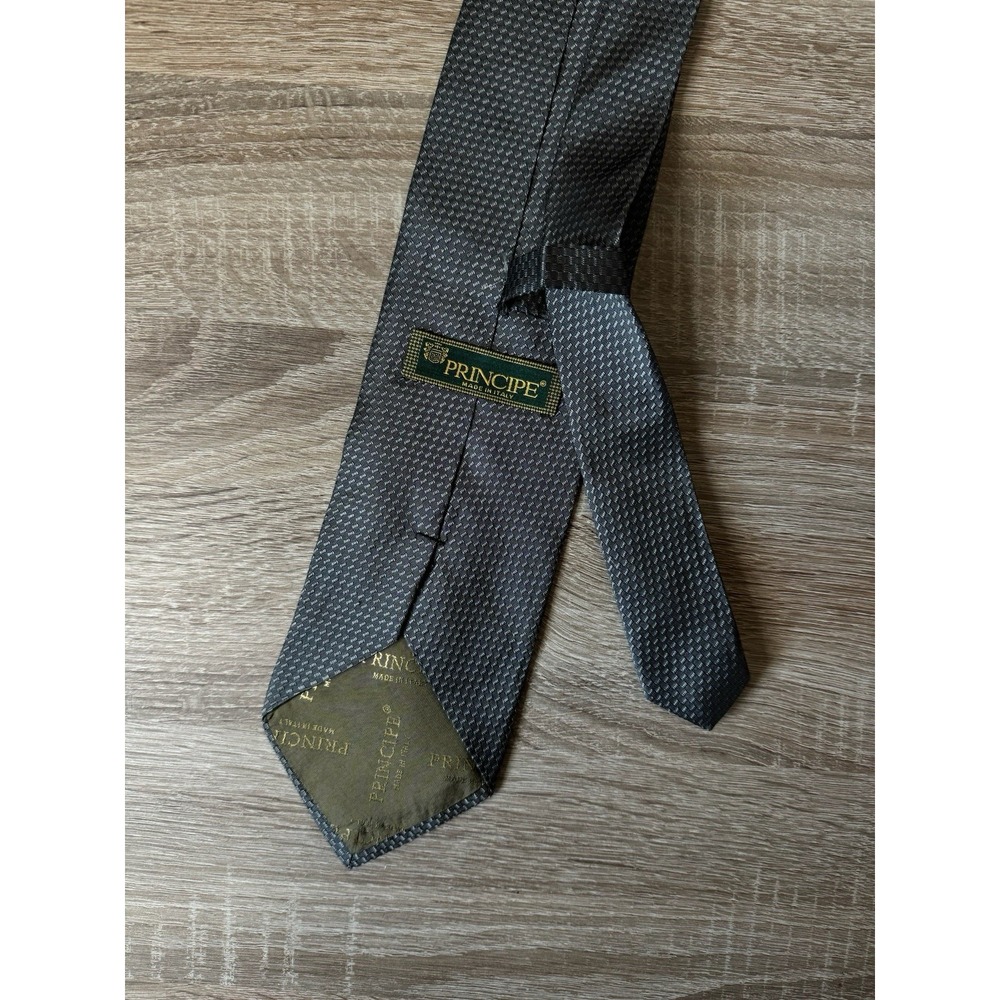 Principe Made in Italy Gray Geometric Silk Tie Mens Luxury Neck Tie 100% Silk